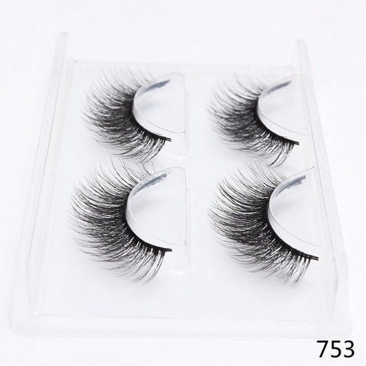 2 Pairs Thick False Eyelashes